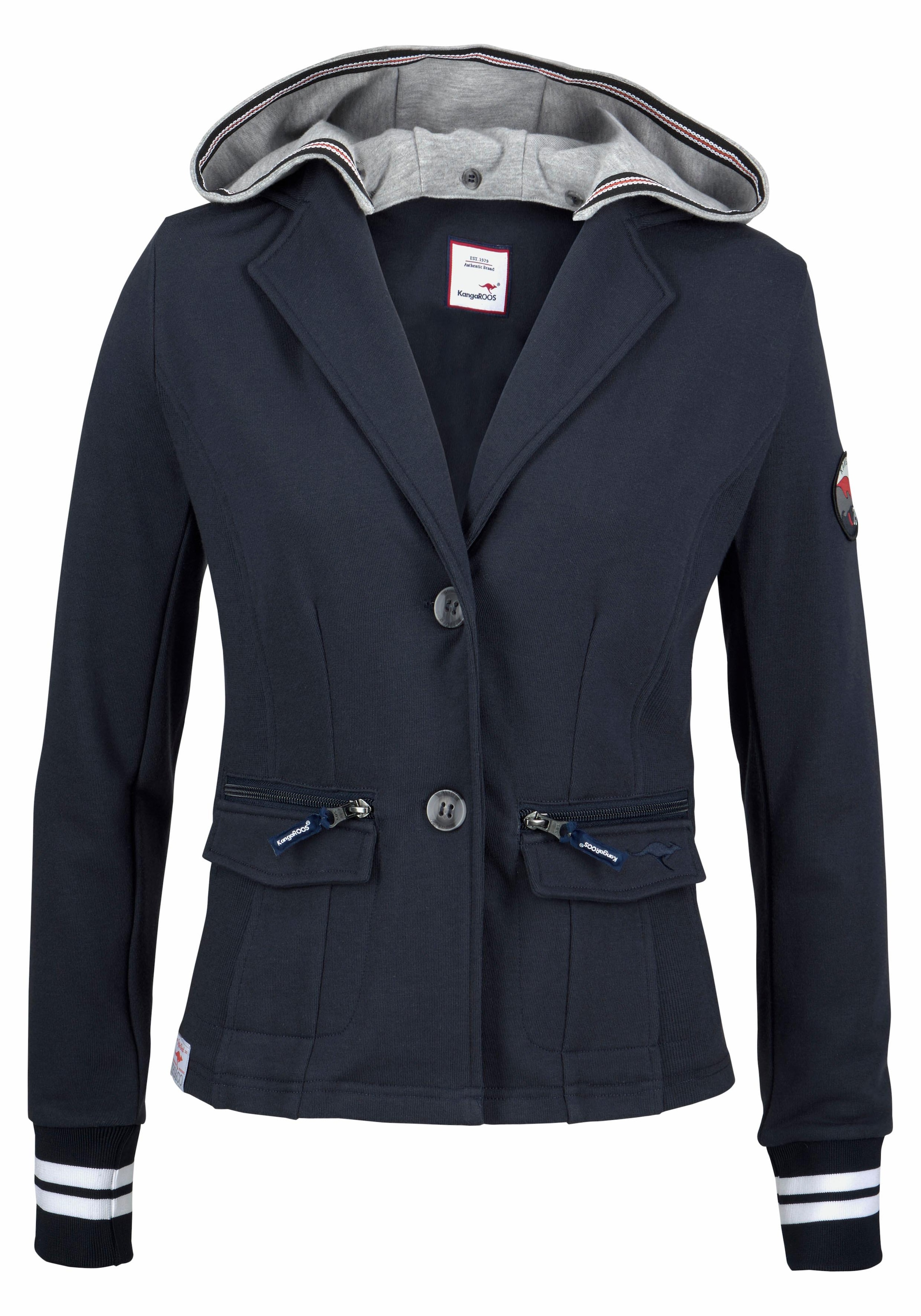 KangaROOS Sweatblazer , mit vielen Details und abnehmbarer Kapuze