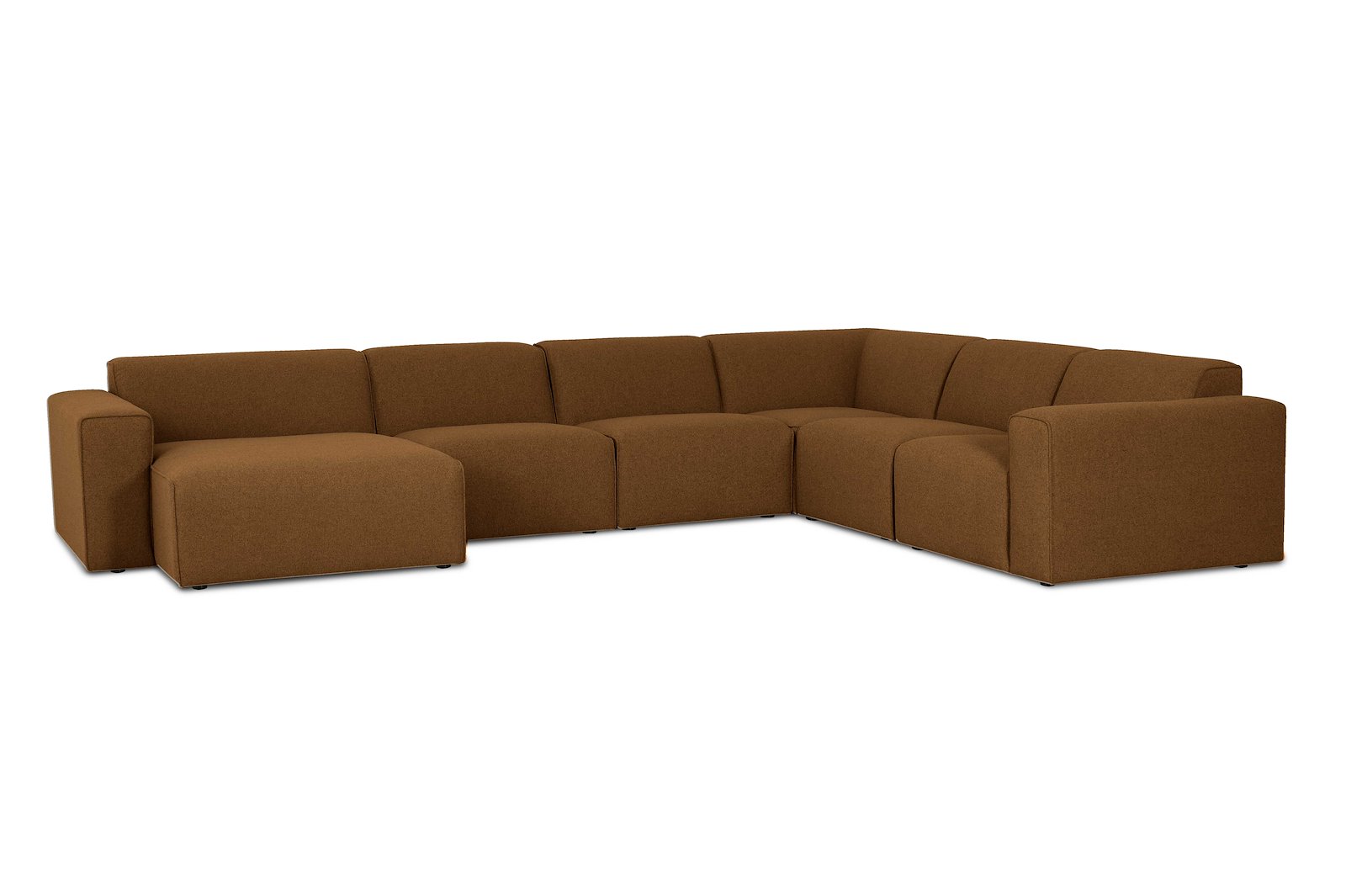 Styl U-sofa Sjeselong venstre, 2-seter og 2-seter høyre. Tekstil Neve 31 Brick med sorte ben.