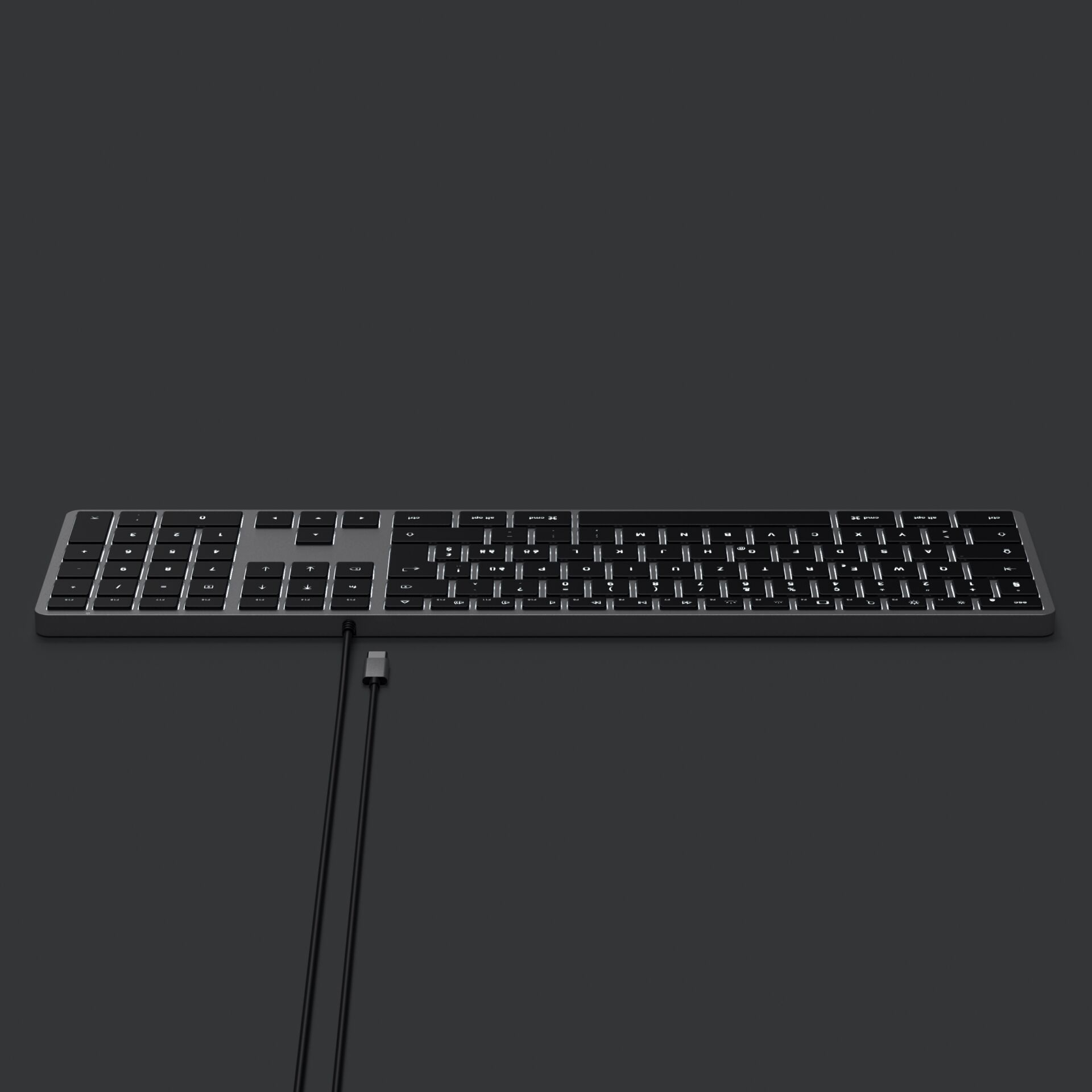 Slim W3 USB C Aluminium Tastatur Keyboard Schweizer Layout   Nummernblock (ST-UCSW3M-CH) - Space Grau