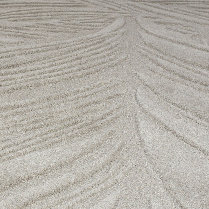 Rond modern vloerkleed - Solacio Leaves Grijs