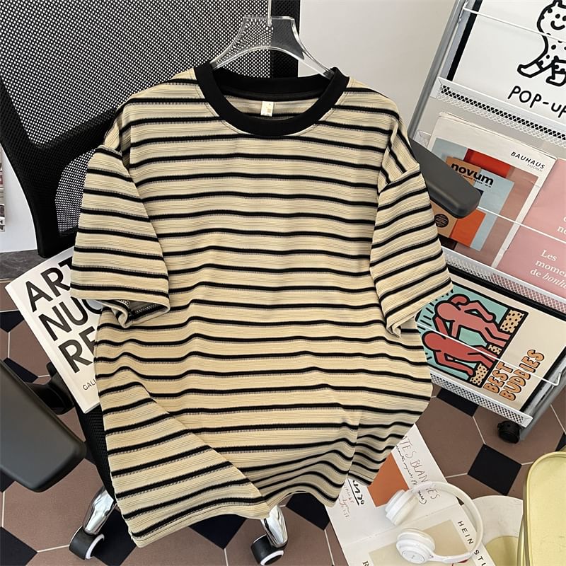 Filmas - T-shirt met ronde hals, strepen, contrasterende boorden en elleboogmouwen