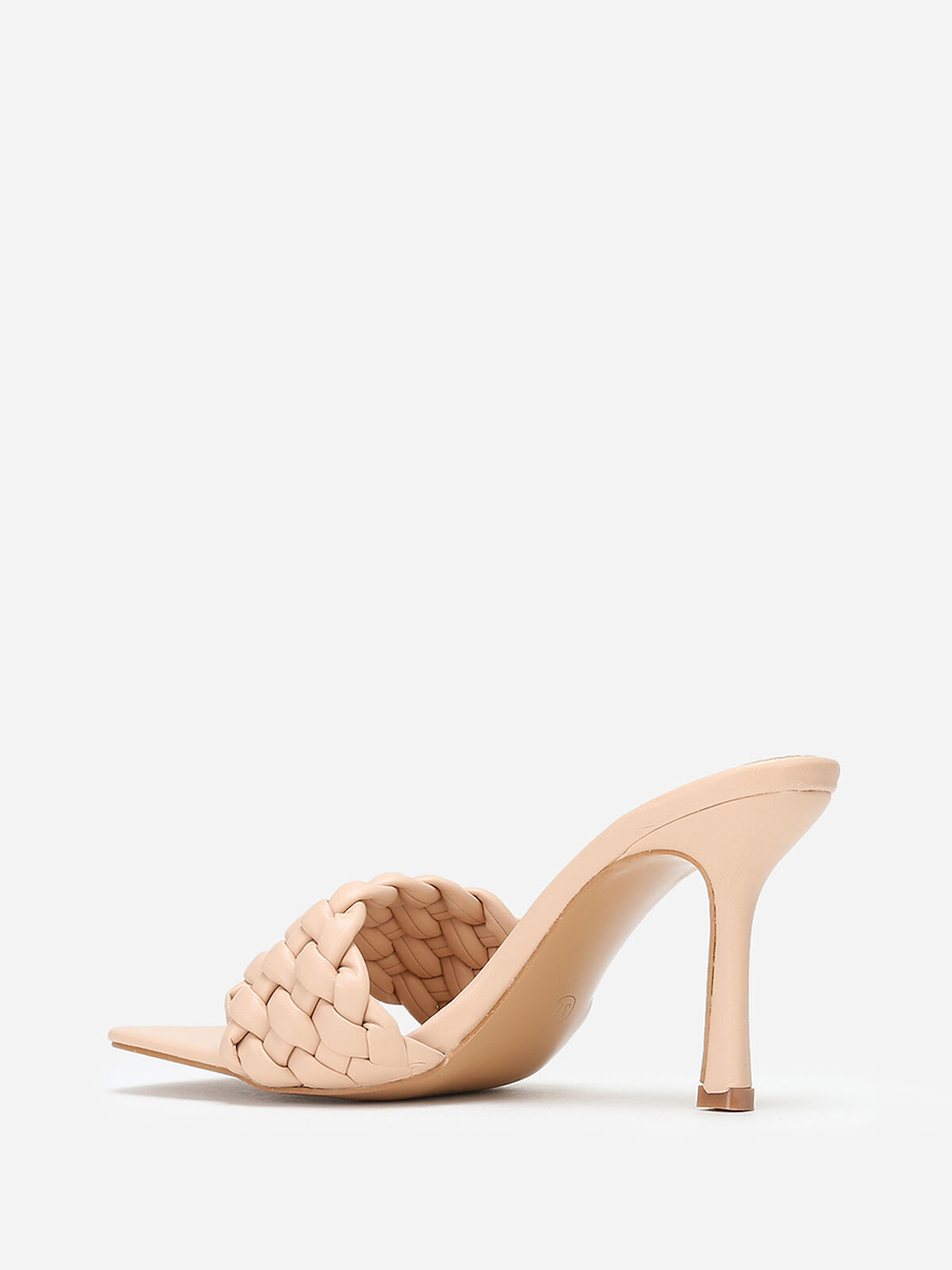 Mules à bride matelassée et tressée- Beige