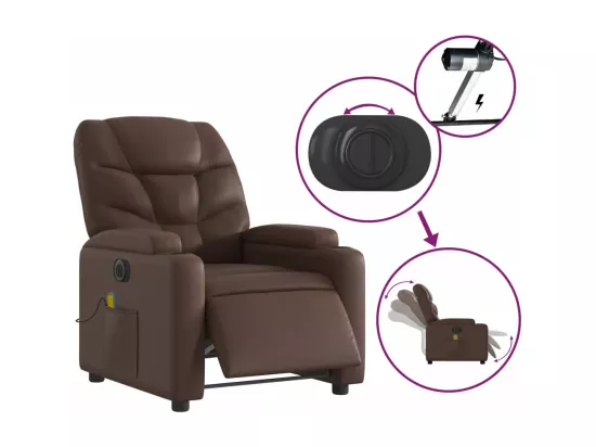 Fauteuil massant inclinable électrique marron similicuir