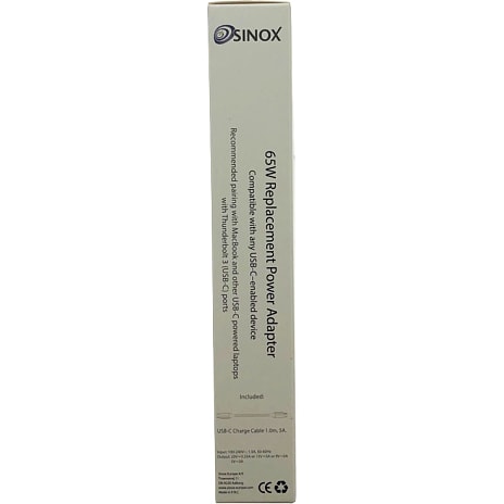 Sinox USB-C Macbook strømforsyning 65 Watt