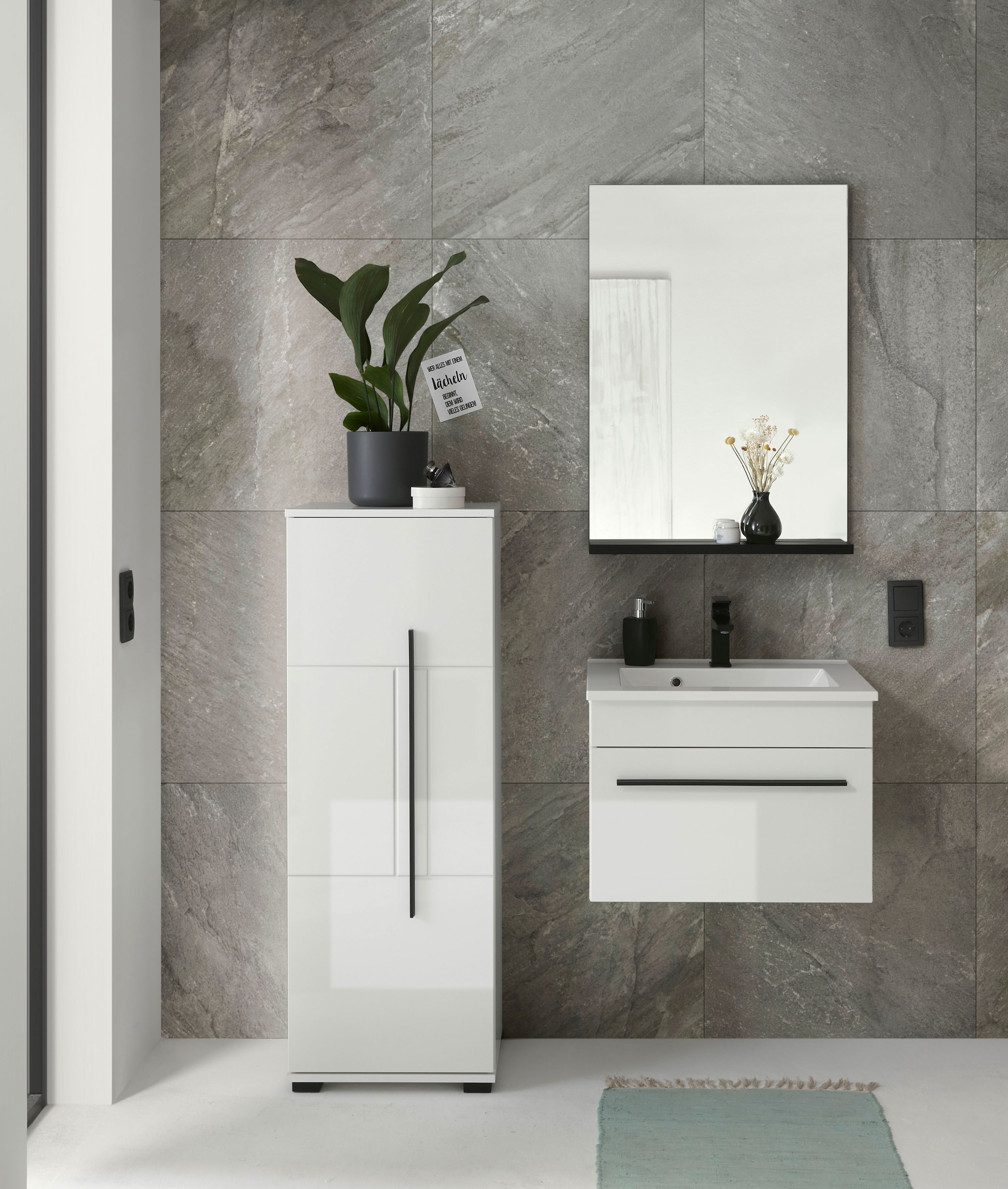 INOSIGN Waschtisch »Cantara, Waschtisch inkl. Waschbecken, modernes Design« mit schwarzem Griff, ausreichend Stauraum