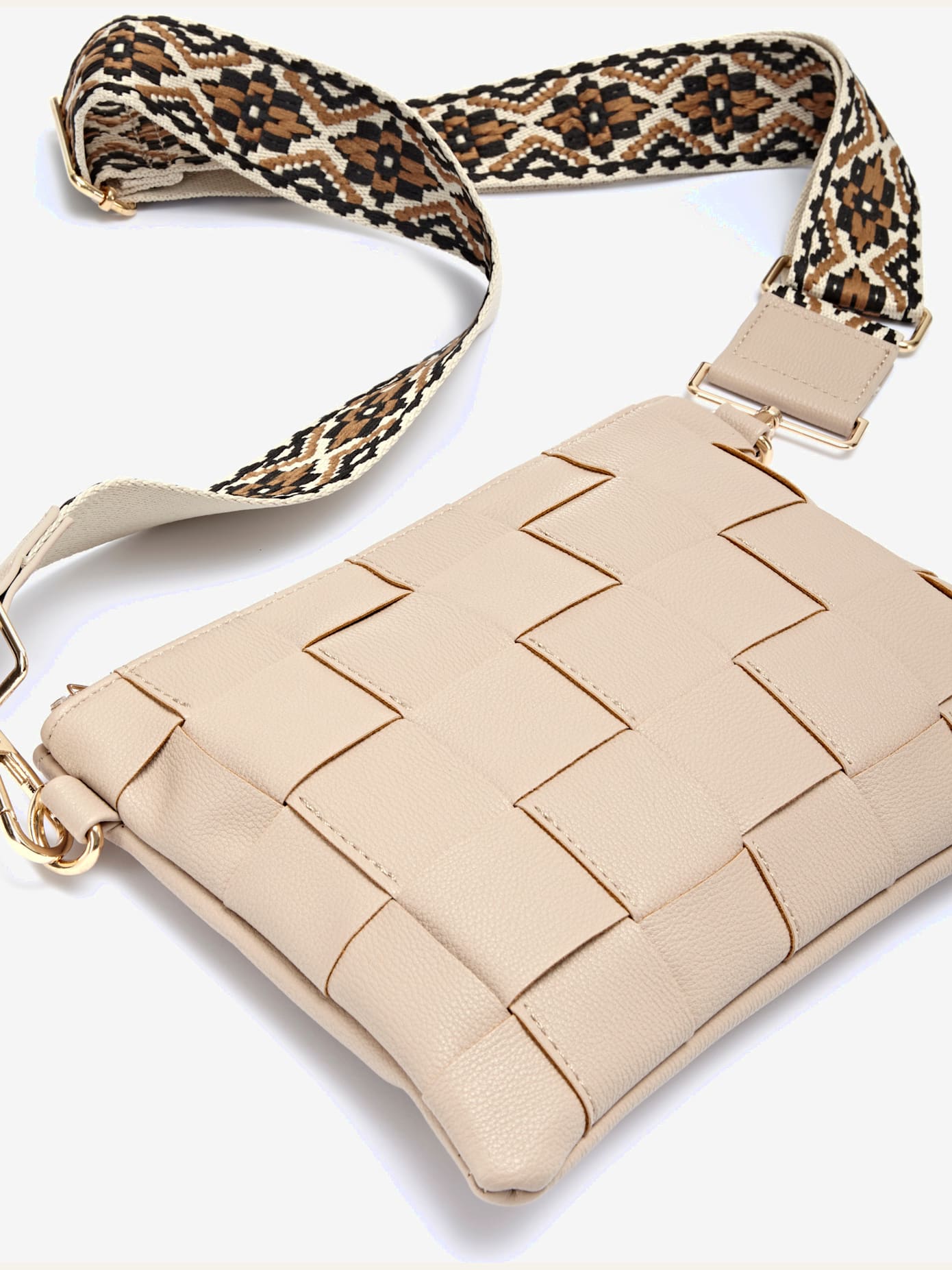 Sac à main tendance avec bandoulière brodée et petite poche intérieure