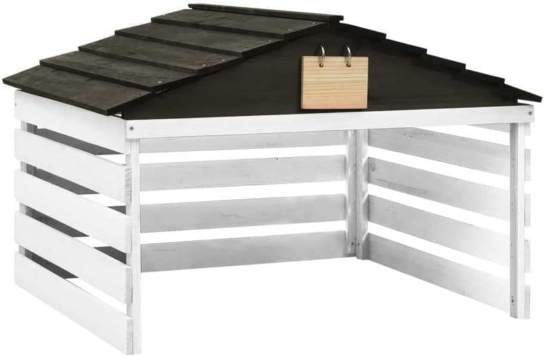 Mähroboter Garage aus Tannenholz - Schwarz und Weiß 78x74x54 cm - Wetterfeste Schutzbox für Gartenroboter - Langlebig & Stilvoll