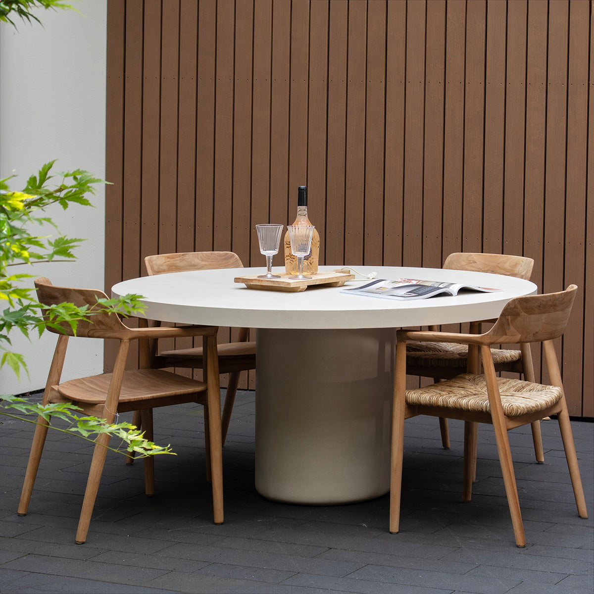 Giga Meubel - Tuintafel Rond 150cm - Beige Eco Composiet - Eden