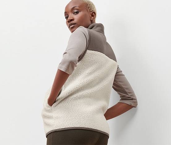 Teddy-Weste, beige-braun