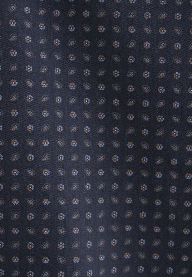Seidensticker Flannel shirt Slim Long sleeve Kent-Collar Print Blue