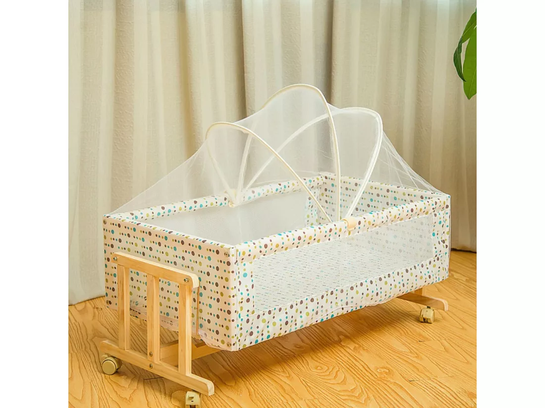 King of Dreams Berceau de bébé en Bois, avec moustiquaire, Teinte pour Matelas 85 x 48 cm