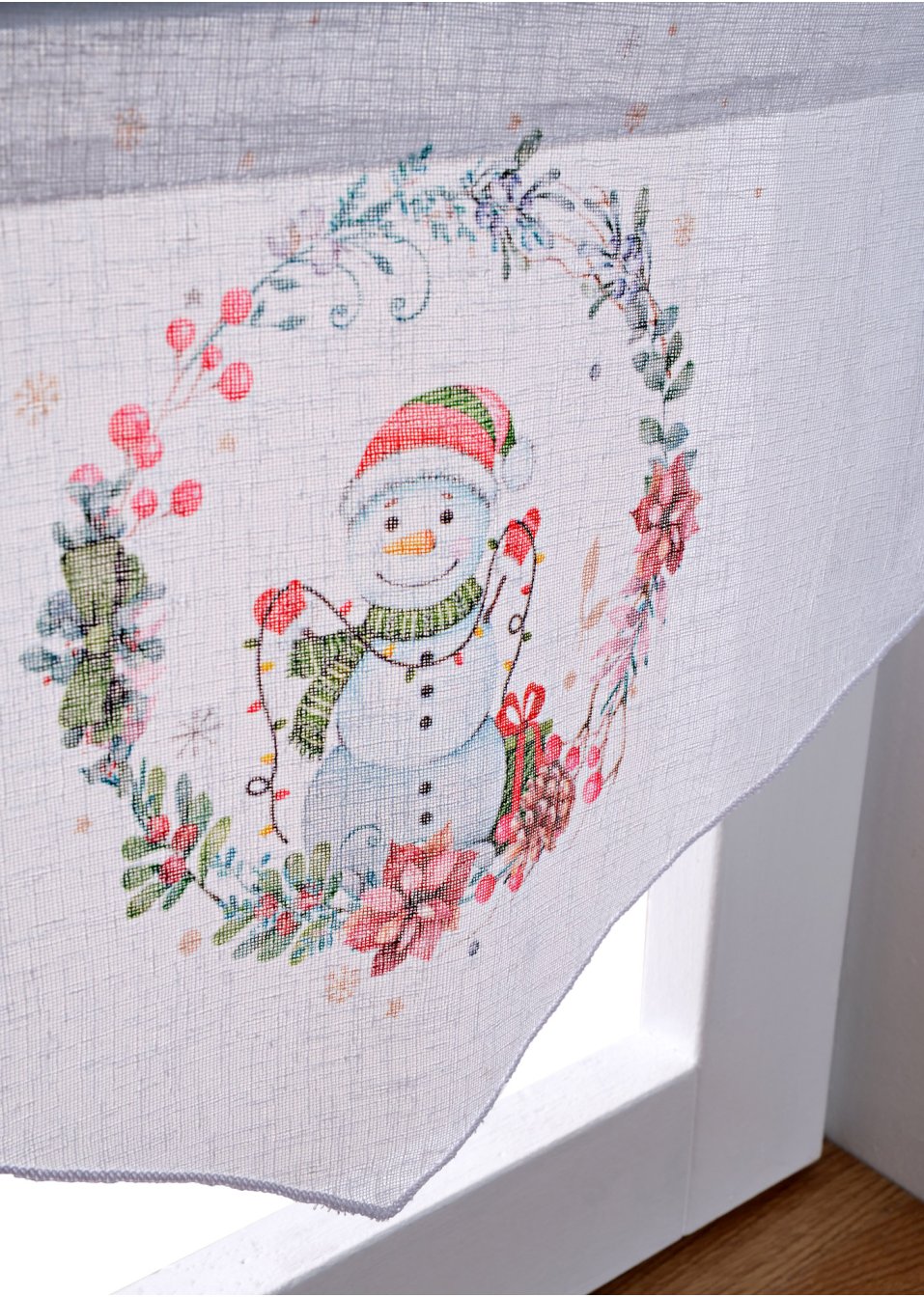 Lot de 2 voilages avec bonhomme de neige