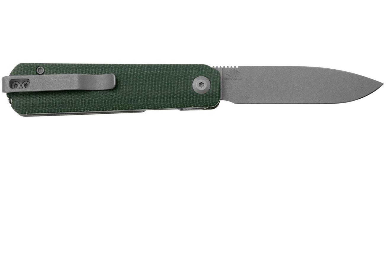 CIVIVI Sendy C21004A-1 Stonewashed Nitro-V, Green Canvas Micarta, zakmes, Ben Petersen design