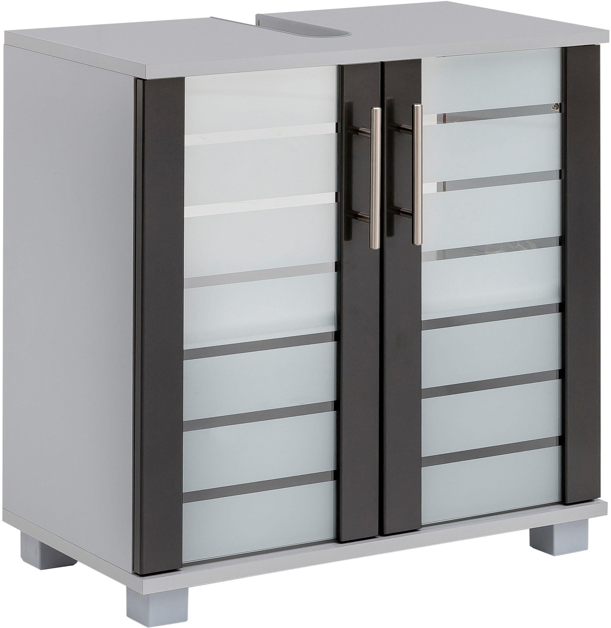 Schildmeyer Waschbeckenunterschrank »Nikosia« Höhe 64 cm, mit Glastüren, hochwertige MDF-Fronten, Metallgriffe