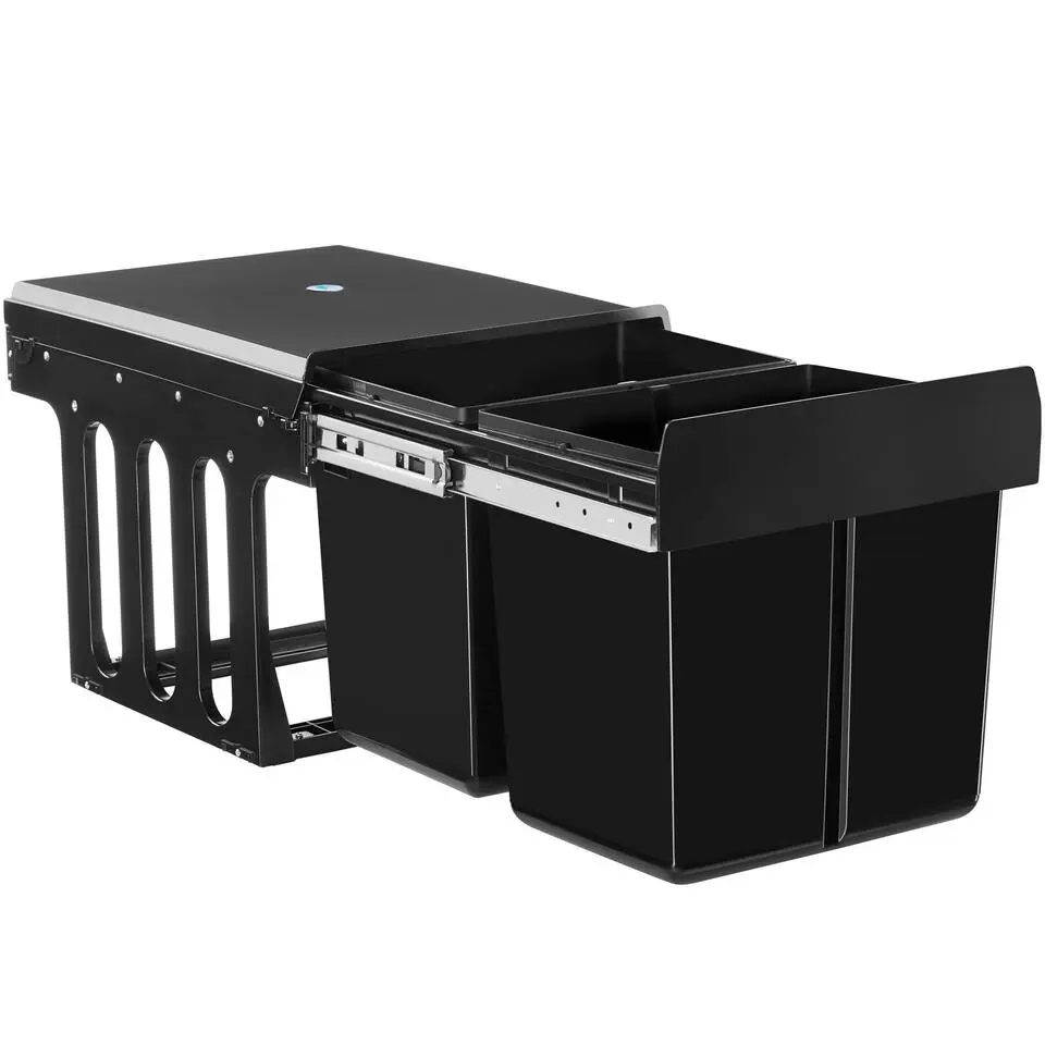 tectake Inbouw prullenbak Ashlyn, 2-voudige scheiding, 30L, telescooprails