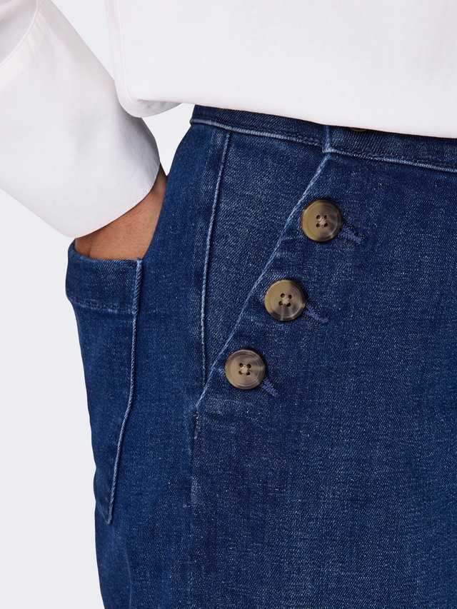 ONLY High-waist-Jeans »ONLMADISON HW BUTTON WIDE DNM GEN533NOOS« sanft gewaschener dunkler Denim-Look
