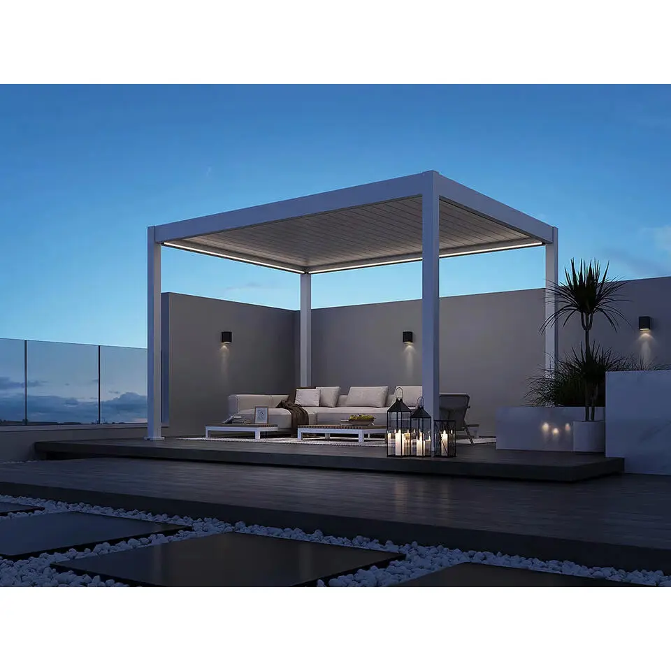 Orion Deluxe overkapping elektrisch met LED 300 x 400 cm wit