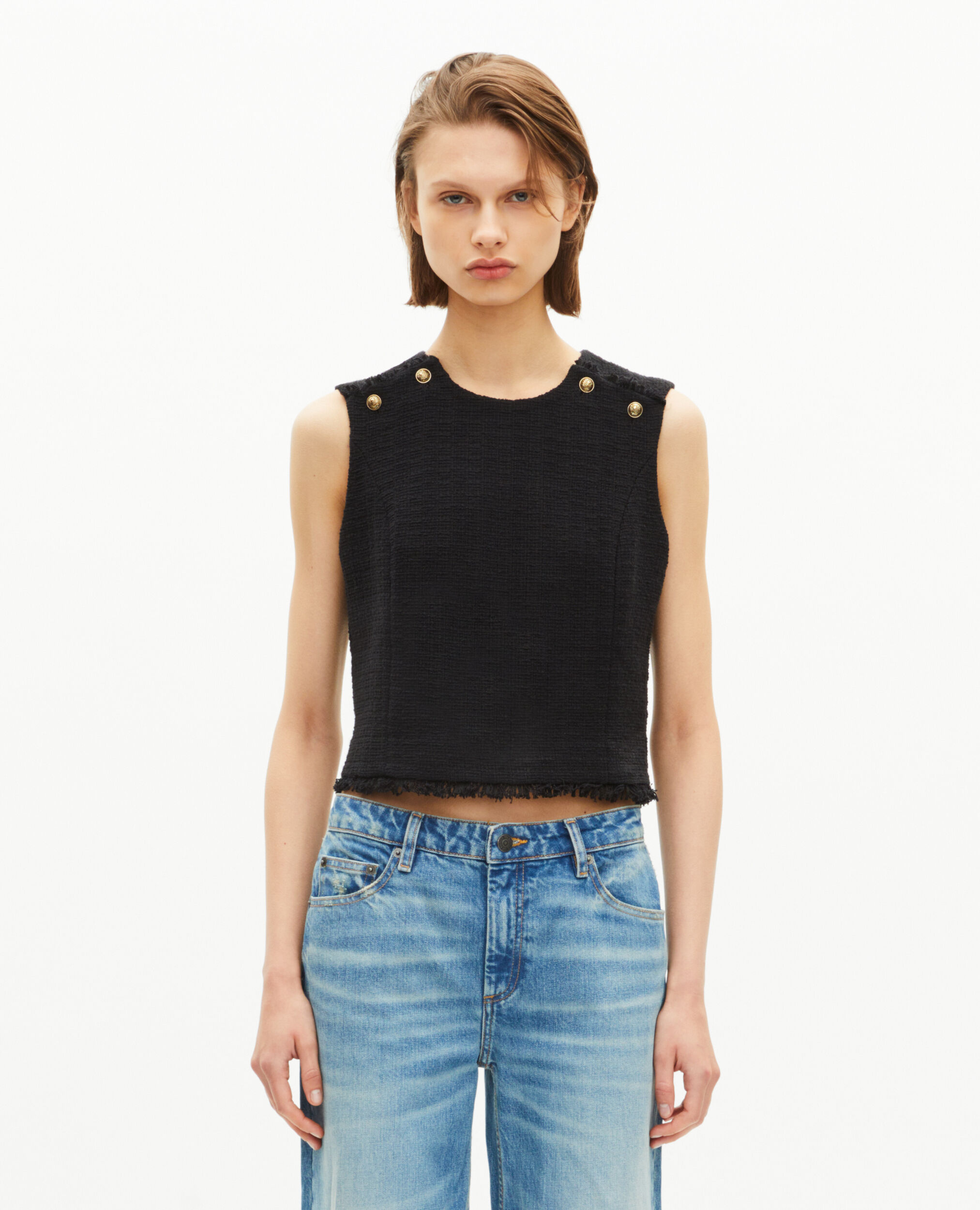 Top en tweed noir