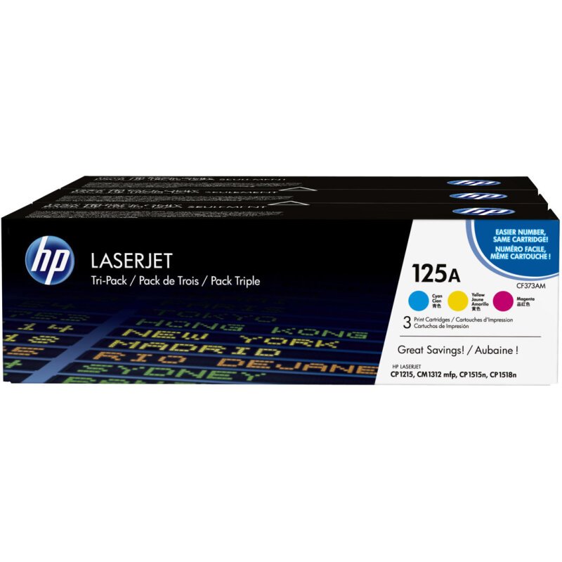 HP 125A pack de 3 toners LaserJet cyan/magenta/jaune authentiques