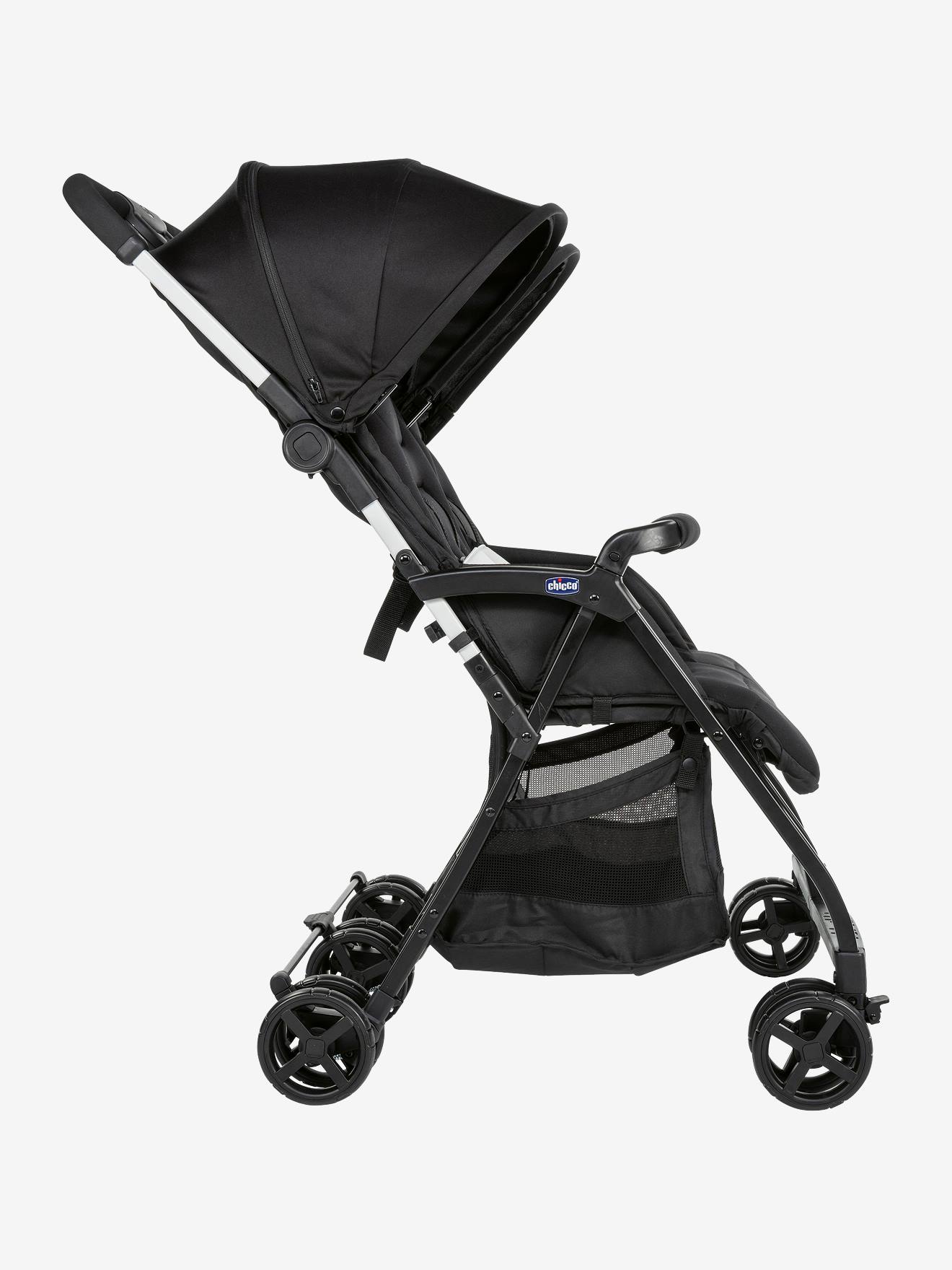 Carrinho de bebê duplo Ohlala' Twin Chicco, tamanho médio, preto, liso