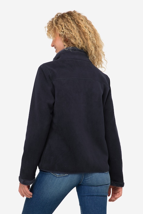 Wende-Jacke, Fleece- und Teddy-Seite, Stehkragen, Langarm