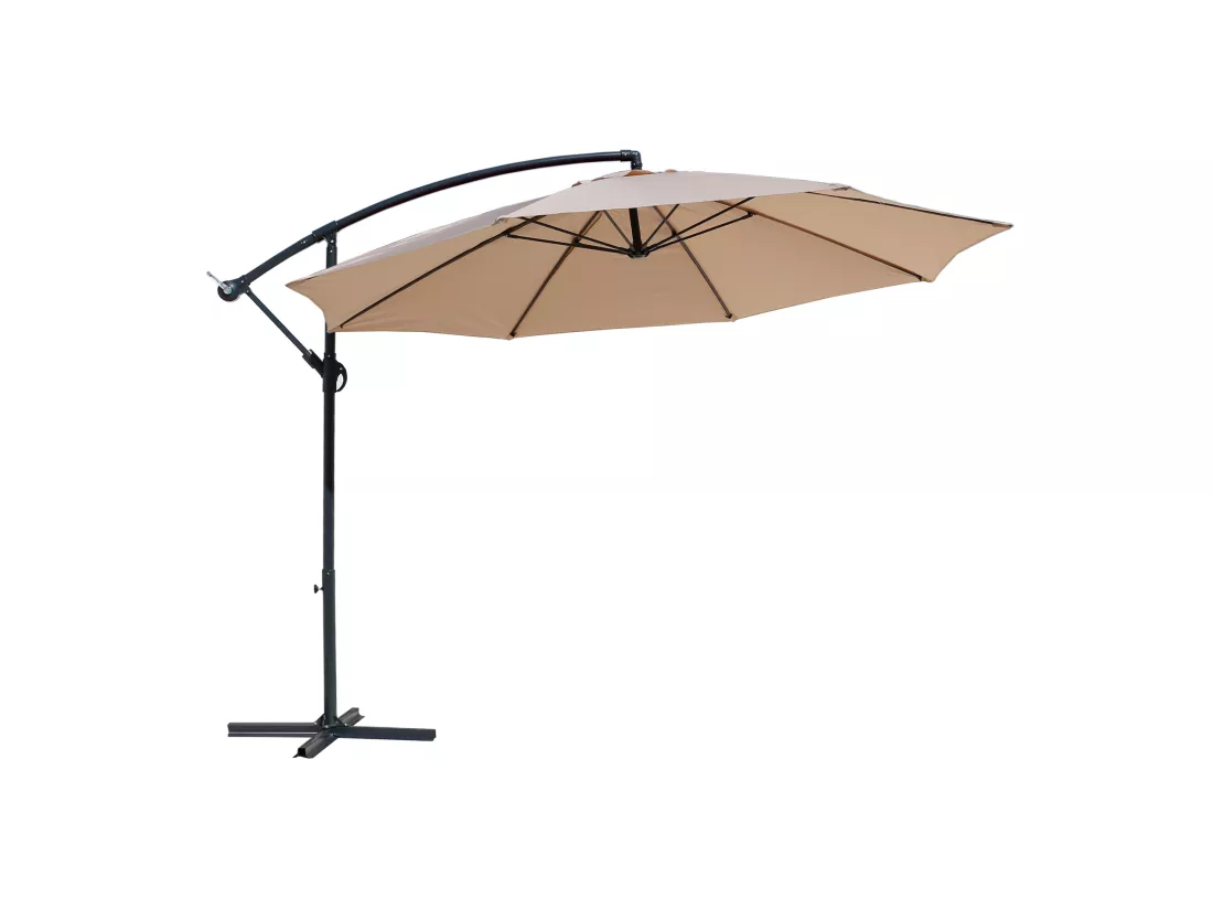 Parapluie de jardin Parasol beige 3x3 mât décentralisér pour piscine