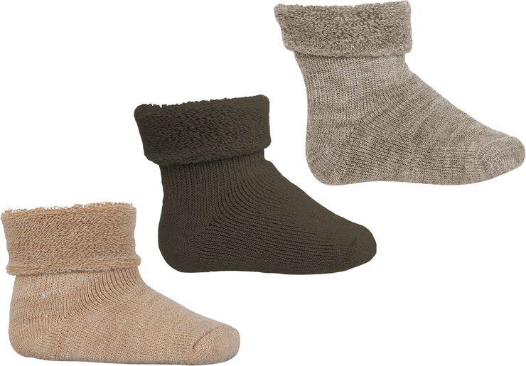 mpKids Wool baby socks - 3-pack Brun