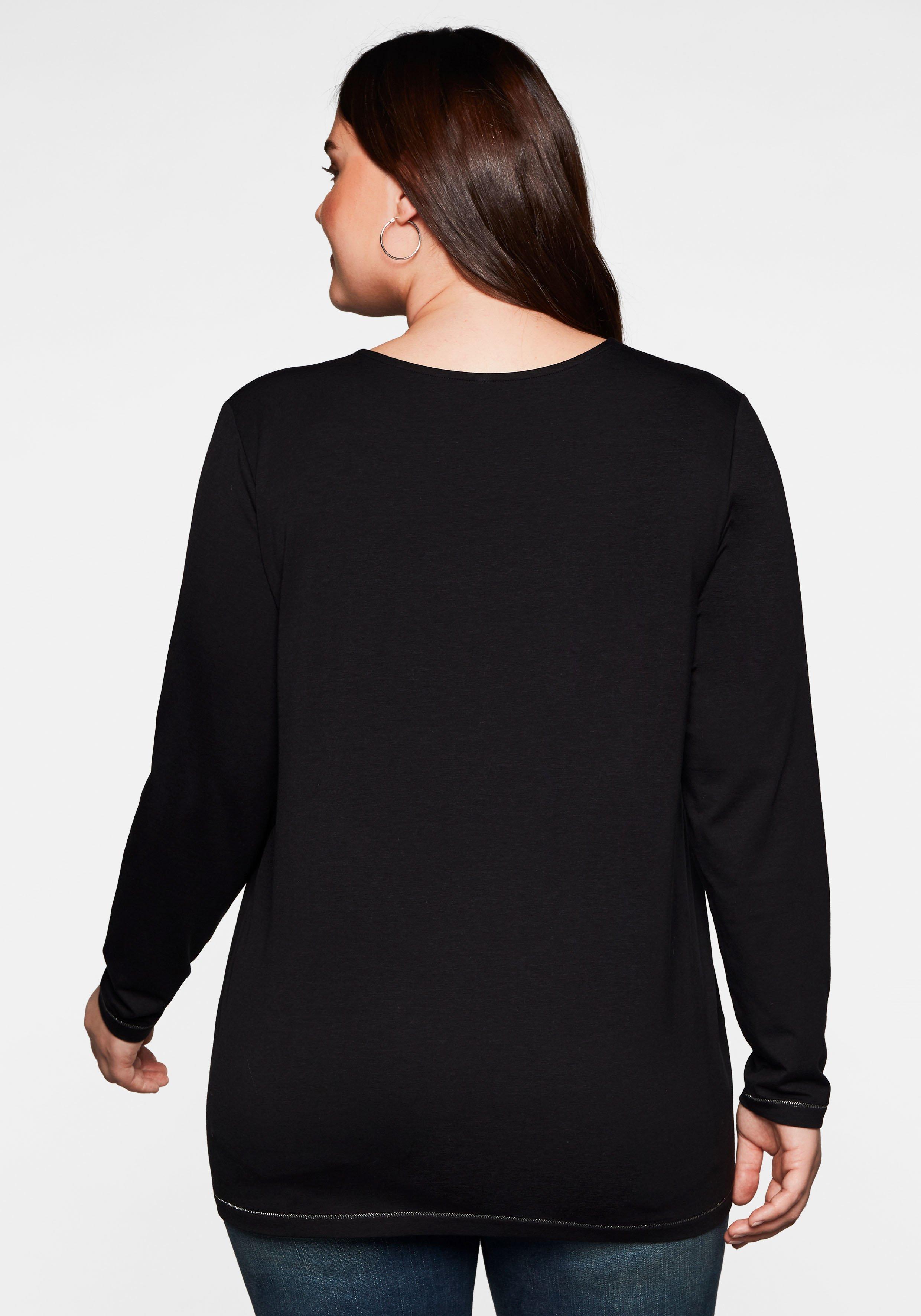 Langarmshirt in A-Linie, mit Falte vorn und Effektgarn