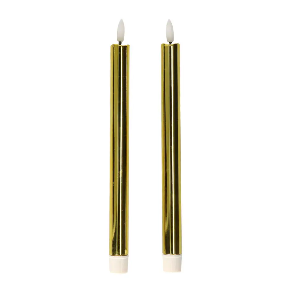 Anna's Collection Led dinerkaarsen - 2x - goud glimmend - 25 cm