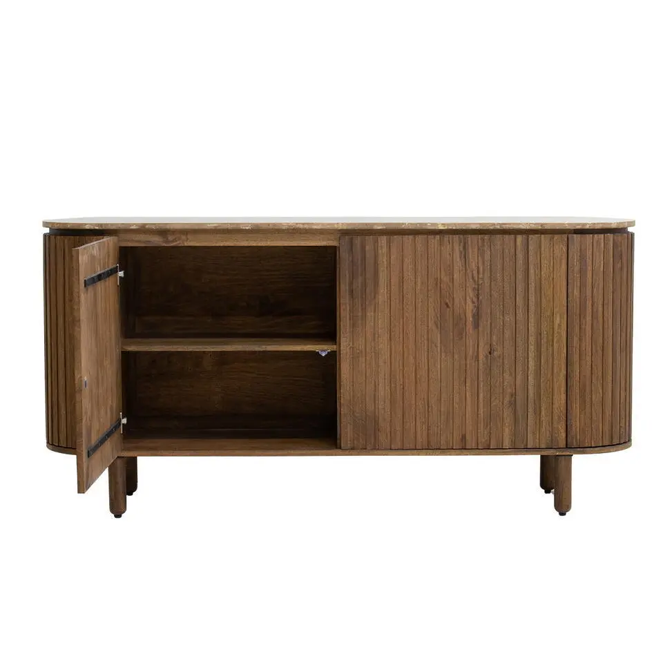 Dressoir Bruin Mangohout Travertin - 175x40x85cm - Myra
