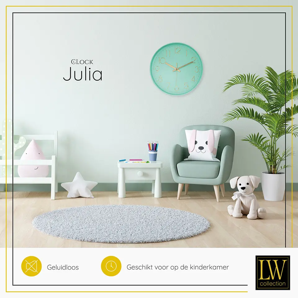 LW Collection Keukenklok Julia Mintgroen 30cm