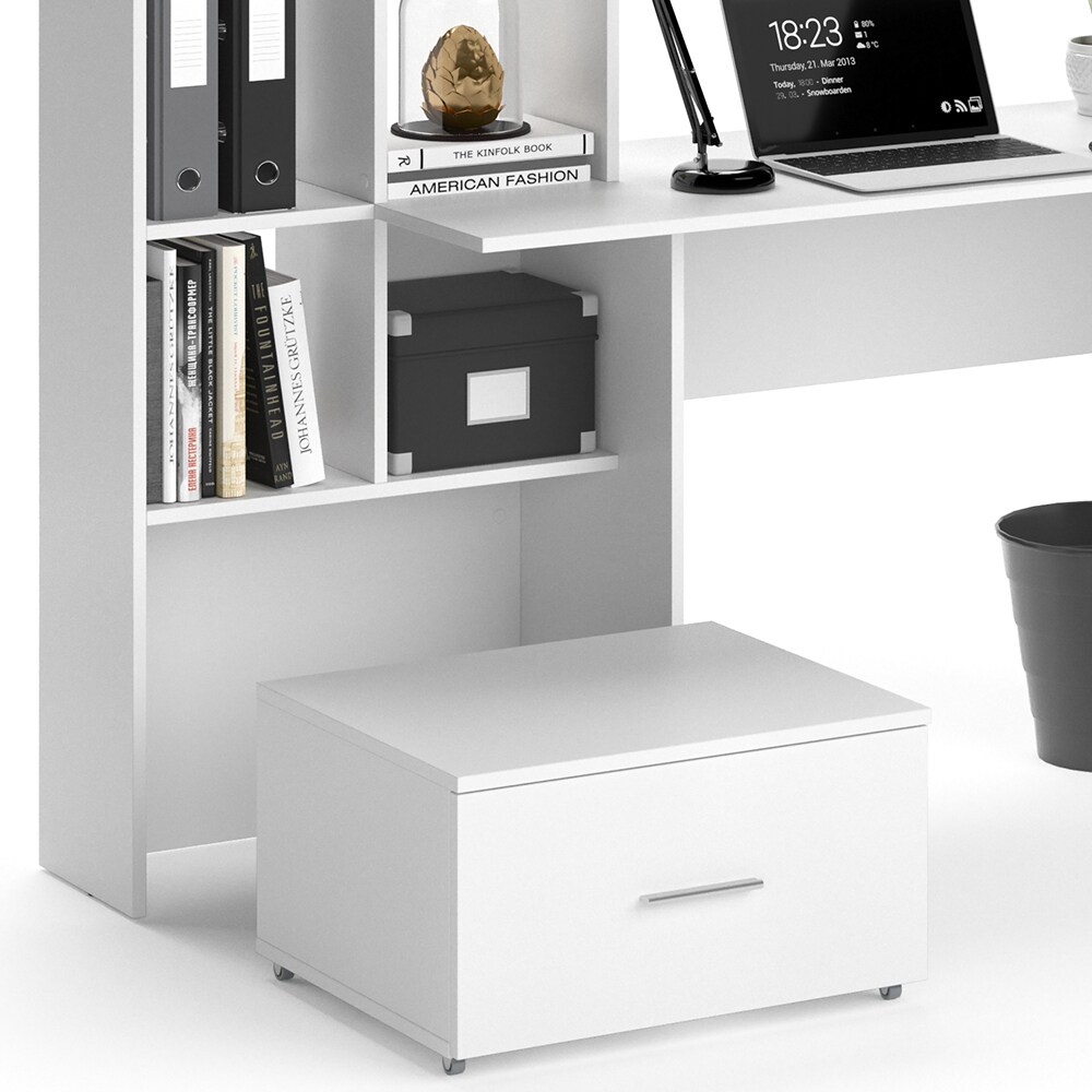 VICCO Schreibtisch LORIS Weiß Computer Bürotisch PC Regal Schublade Arbeitstisch