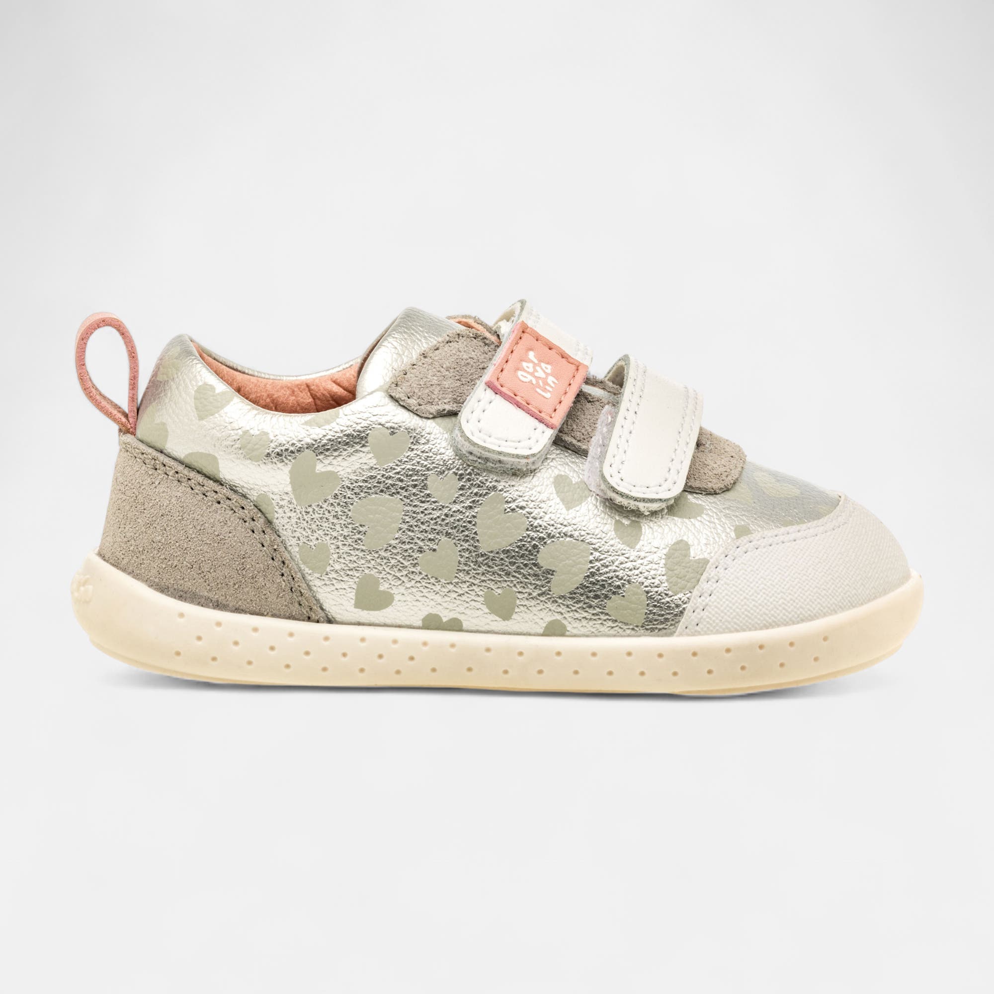 Baskets basses Bébé fille en cuir argent