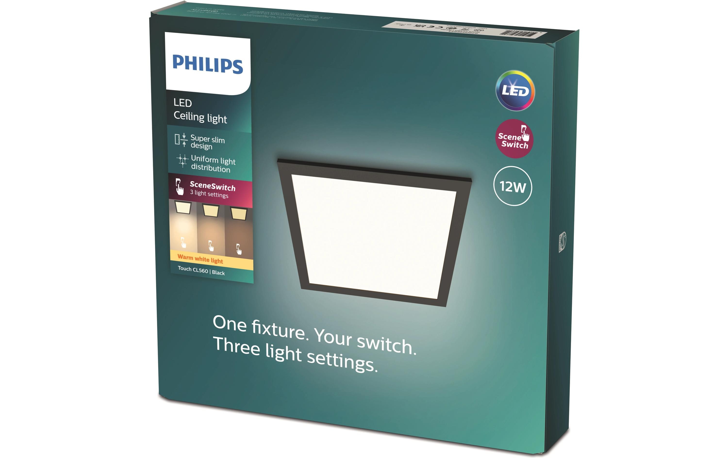 Touch Deckenleuchte SceneSwitch eckig 12W 2700K schwarzQuadratische LED-Leuchte mit Lichtanpassung