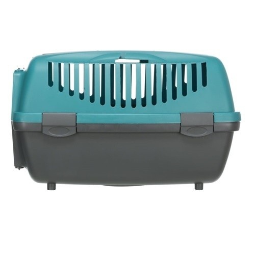 Caixa de transporte Trixie Capri 2 azul e preta para cães e gatos.