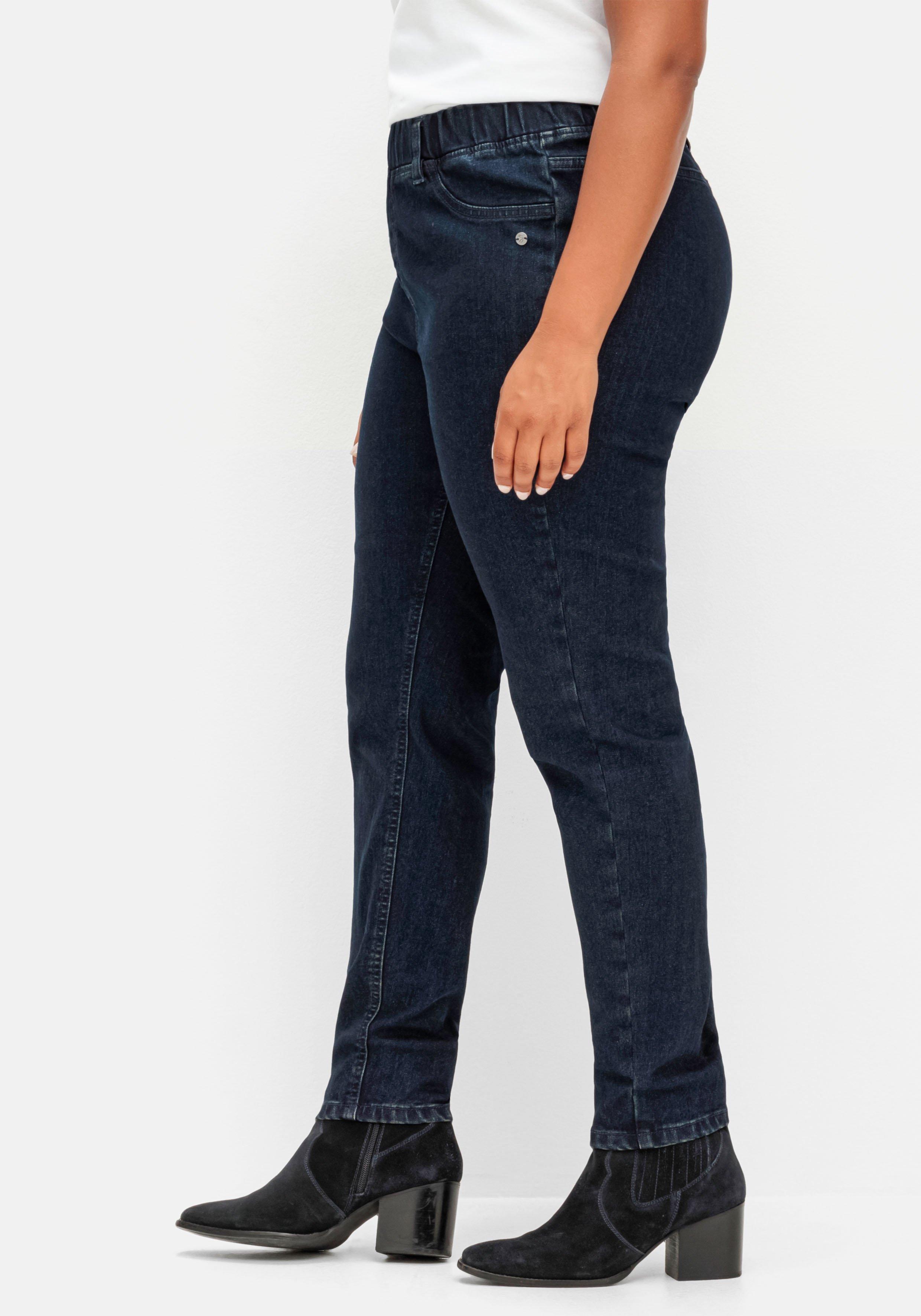Skinny Thermojeans mit Schlupfbund, innen angeraut