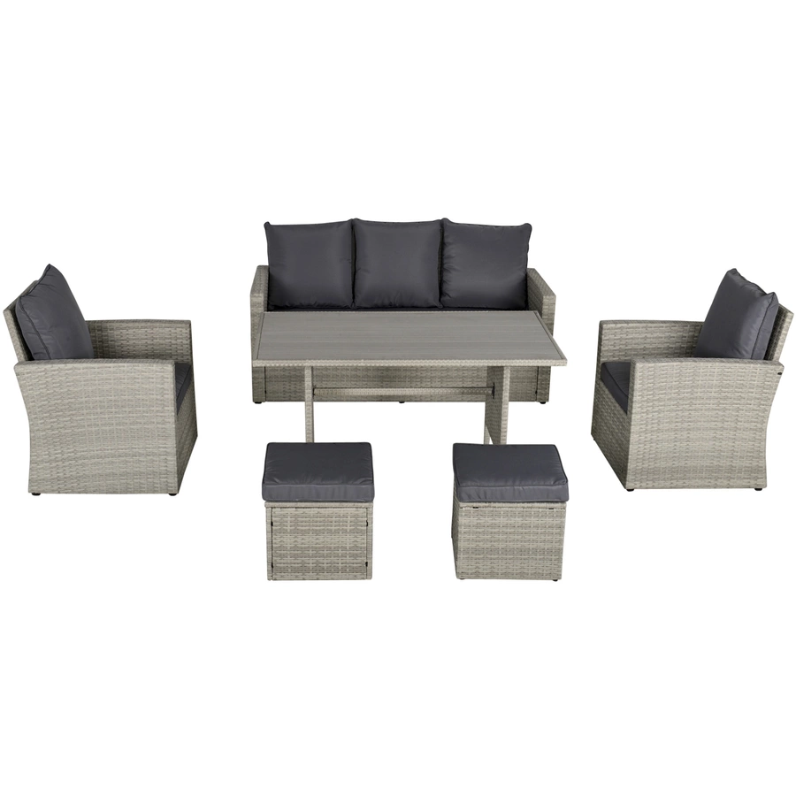 Outsunny Rattan Sitzgruppe 6 teilig grau