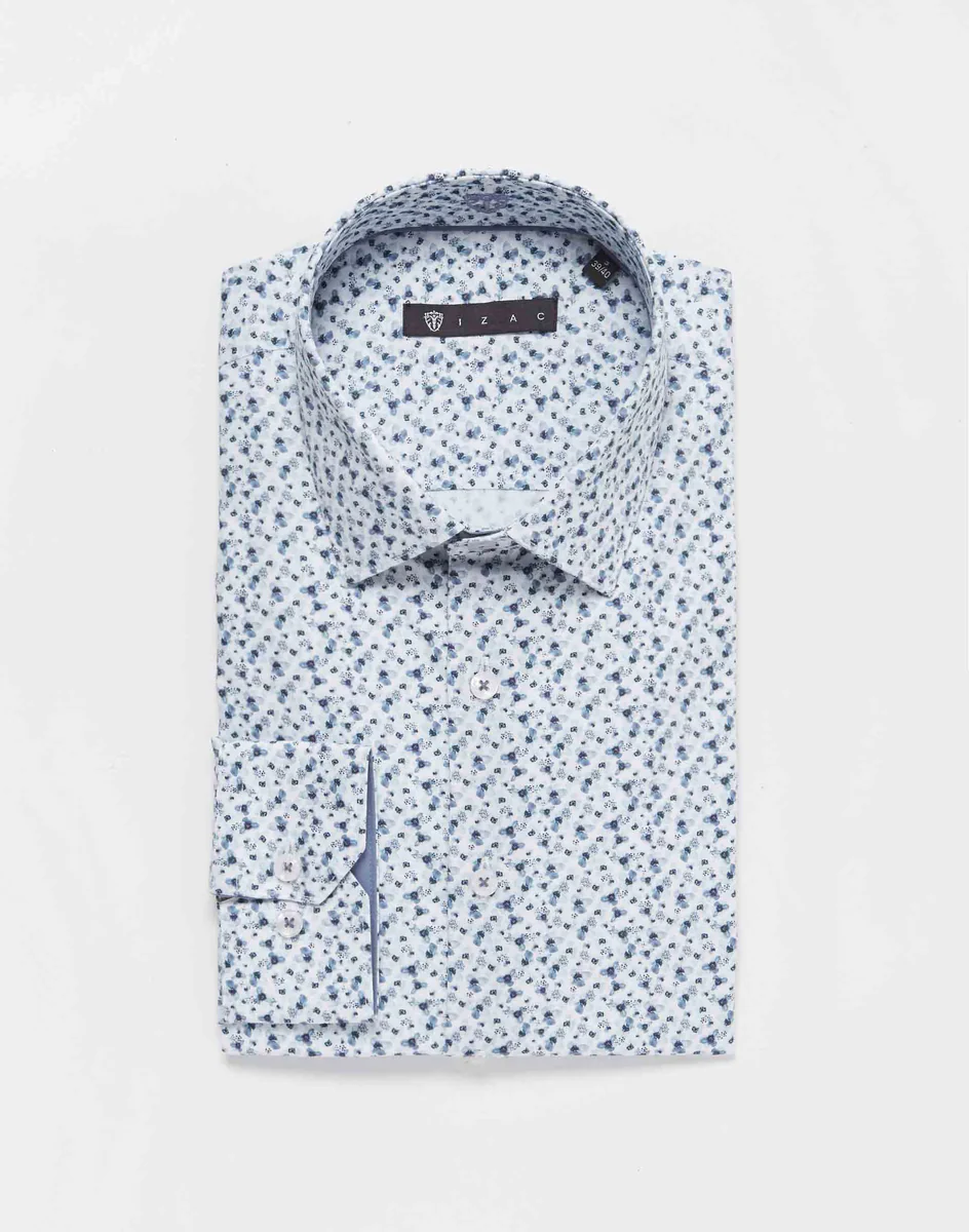 Chemise motif fleurs bleu