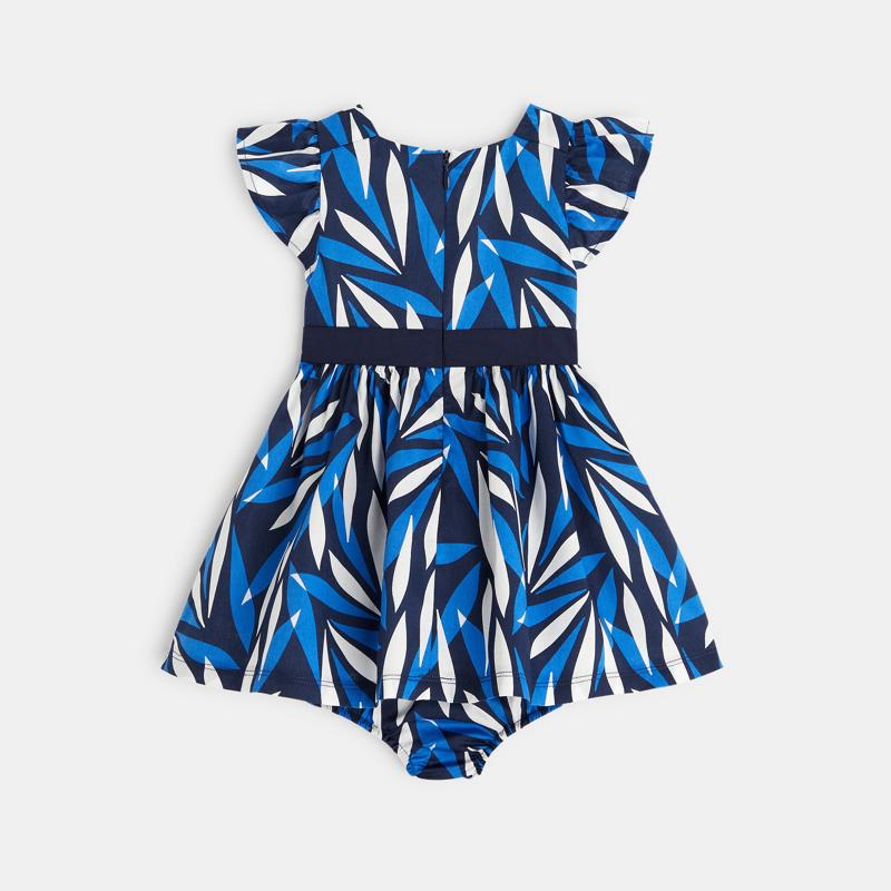 Robe de cérémonie et bloomer floral bleue bébé fille Bleu