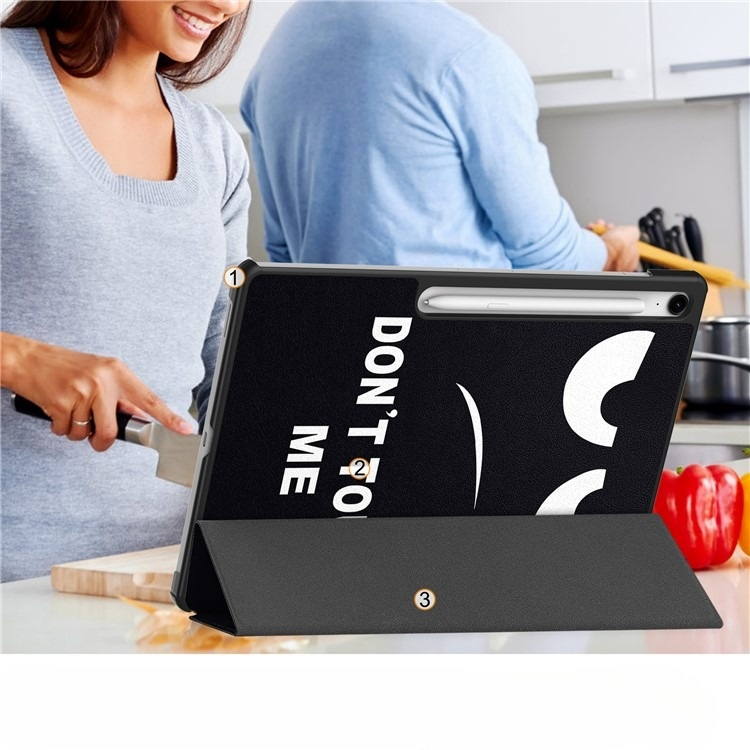 Samsung Galaxy Tab S10 FE  Plus Leder Tasche Smart Cover Schutzhülle   S-Pen Halterung - Don't Touch Me
