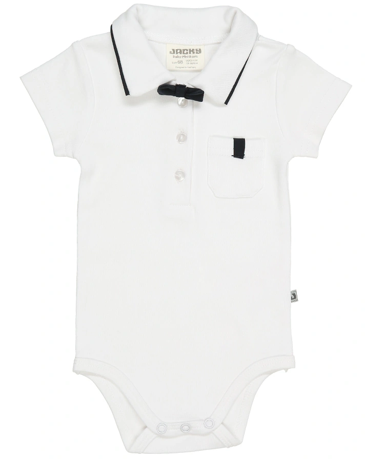 Kurzarm-Body CLASSIC BOYS mit abnehmbarer Fliege in weiß