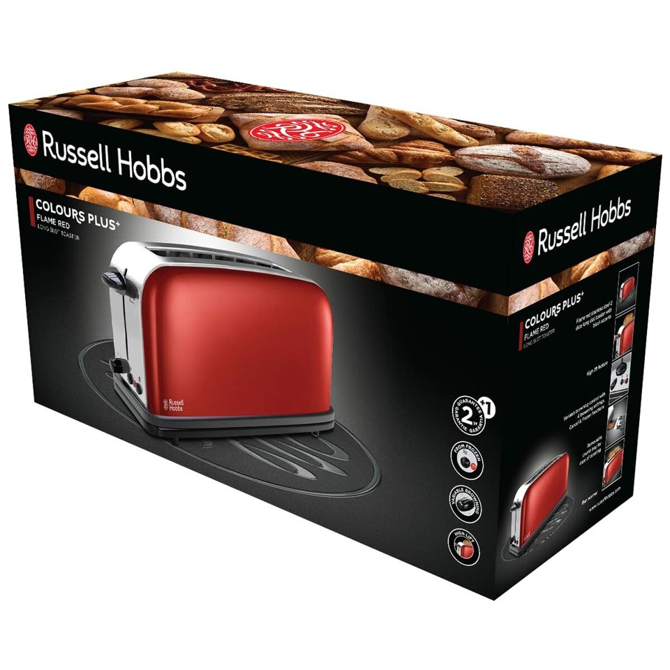 Russell Hobbs - Colours Plus 2-Skive Brødrister - Rød