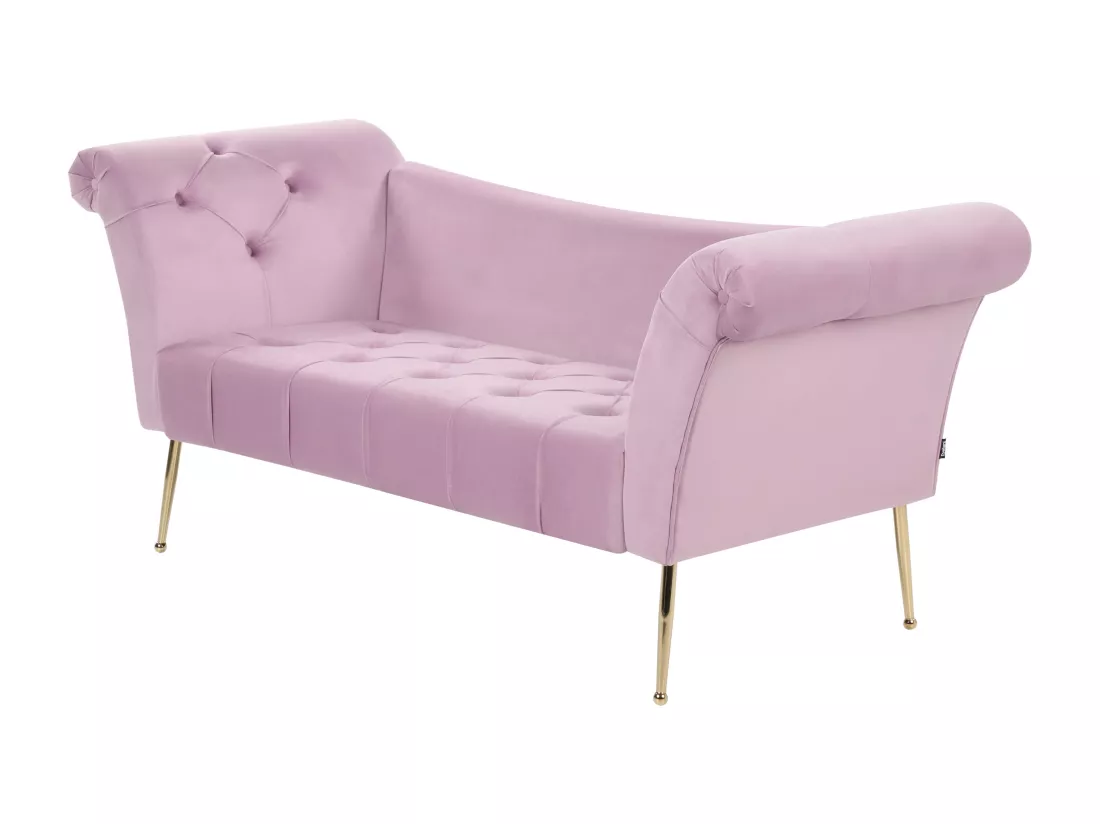 Chaise longue en velours violet clair NANTILLY