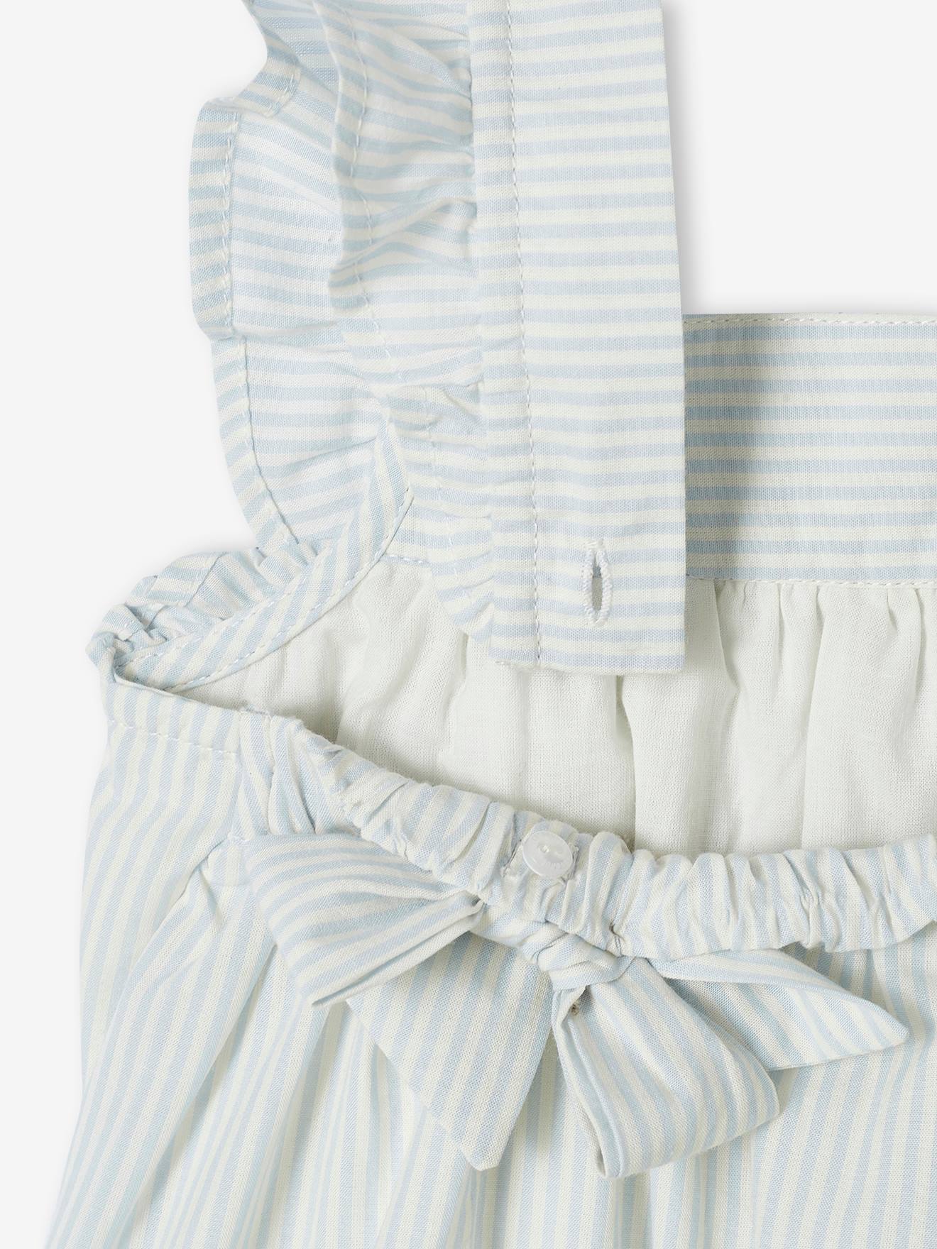 Vestido de festa azul claro para bebê com body.