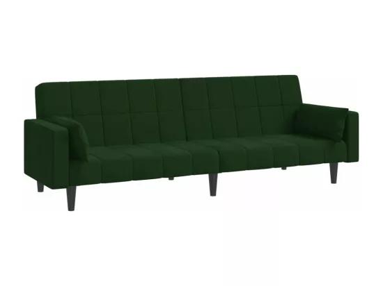 Canapé-lit à 2 places avec deux oreillers Vert foncé Velours