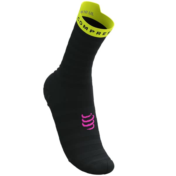 Chaussette running COMPRESSPORT PRO RACING SOCKS V4.0 ULTRALIGHT RUN HIGH BLACK/SAFETY YELLOW/NEO PINK