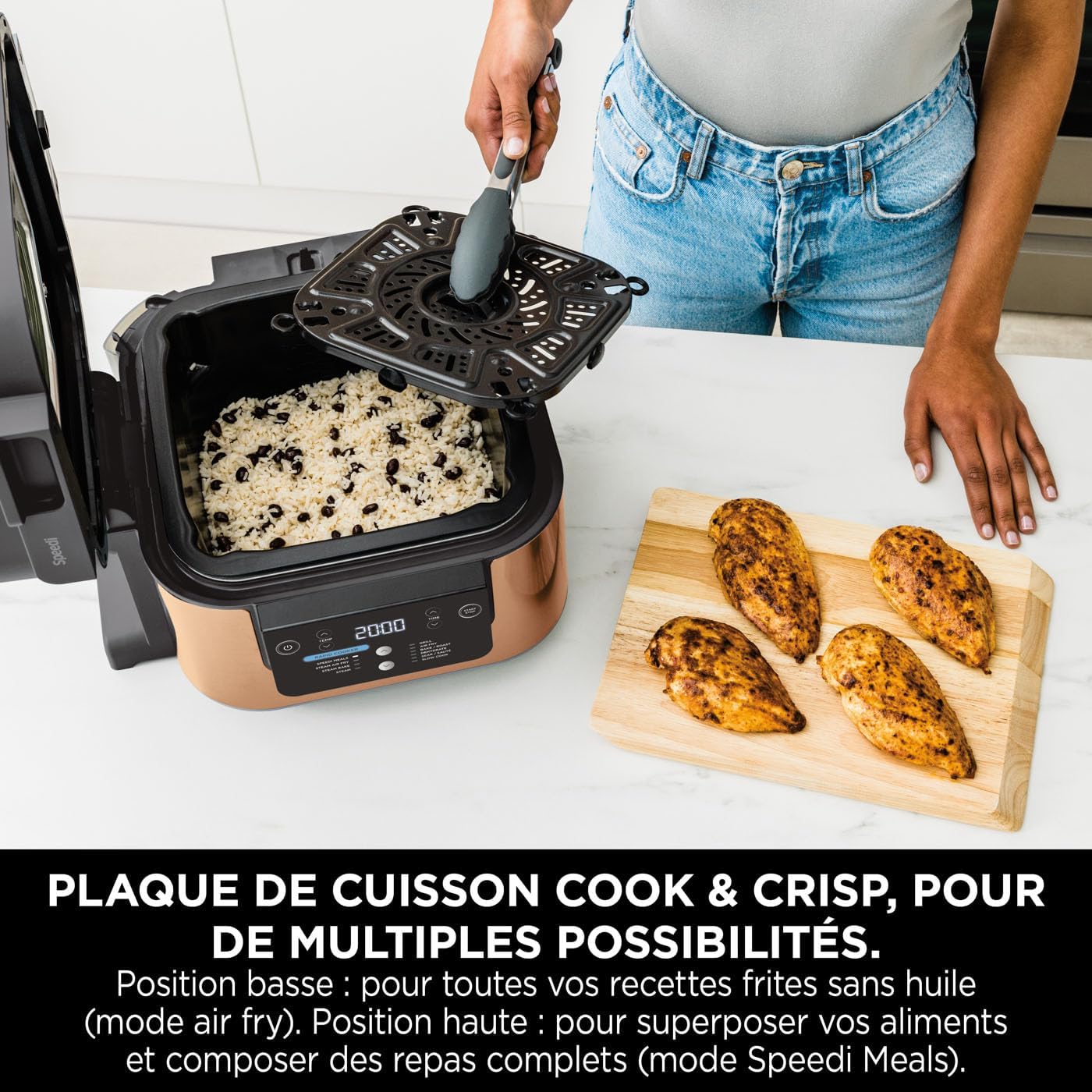 Ninja Speedi 10-en-1 Autocuiseur rapide, Air Fryer, Friteuse à air et Multicuiseur, 5.7L, Repas pour 4 en 15 minutes, Vapeur, Gril, Cuire au four, Rôt