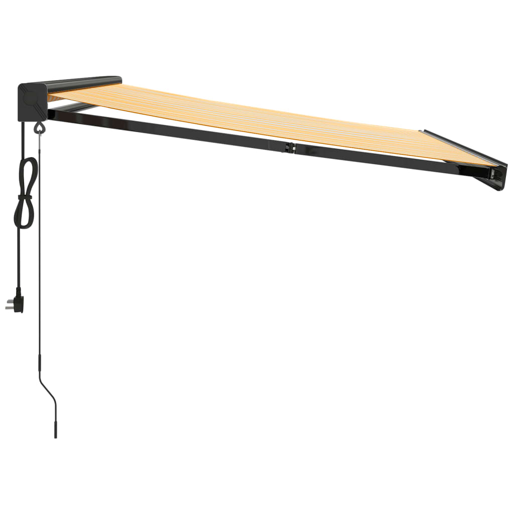 Auvent rétractable jaune et blanc 3x2,5 m tissu et aluminium