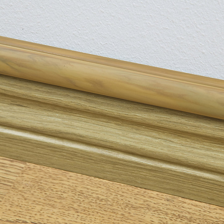 Goulotte décorative demi-ronde effet chêne auto-adhésive D-Line 30x15mm, 2m
