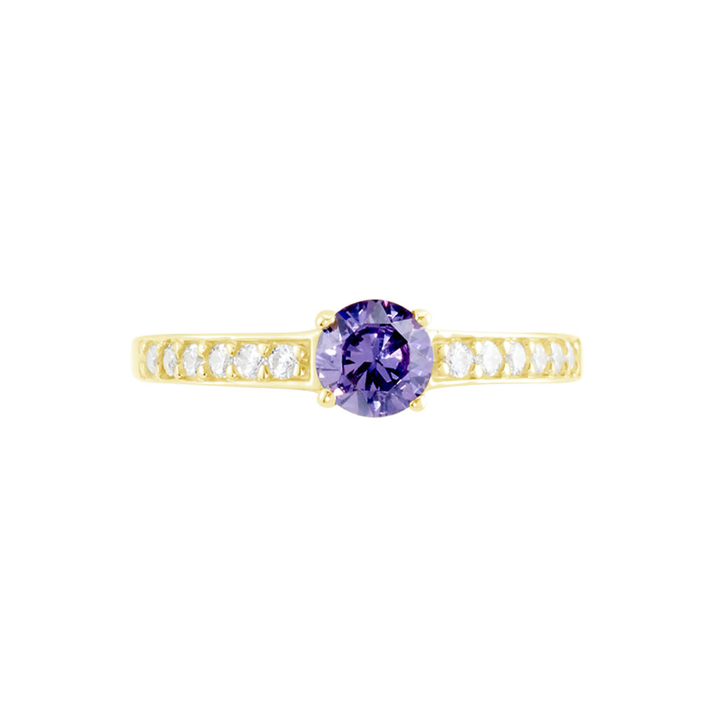 Bague Carrol Or Jaune Améthyste Oxyde De Zirconium